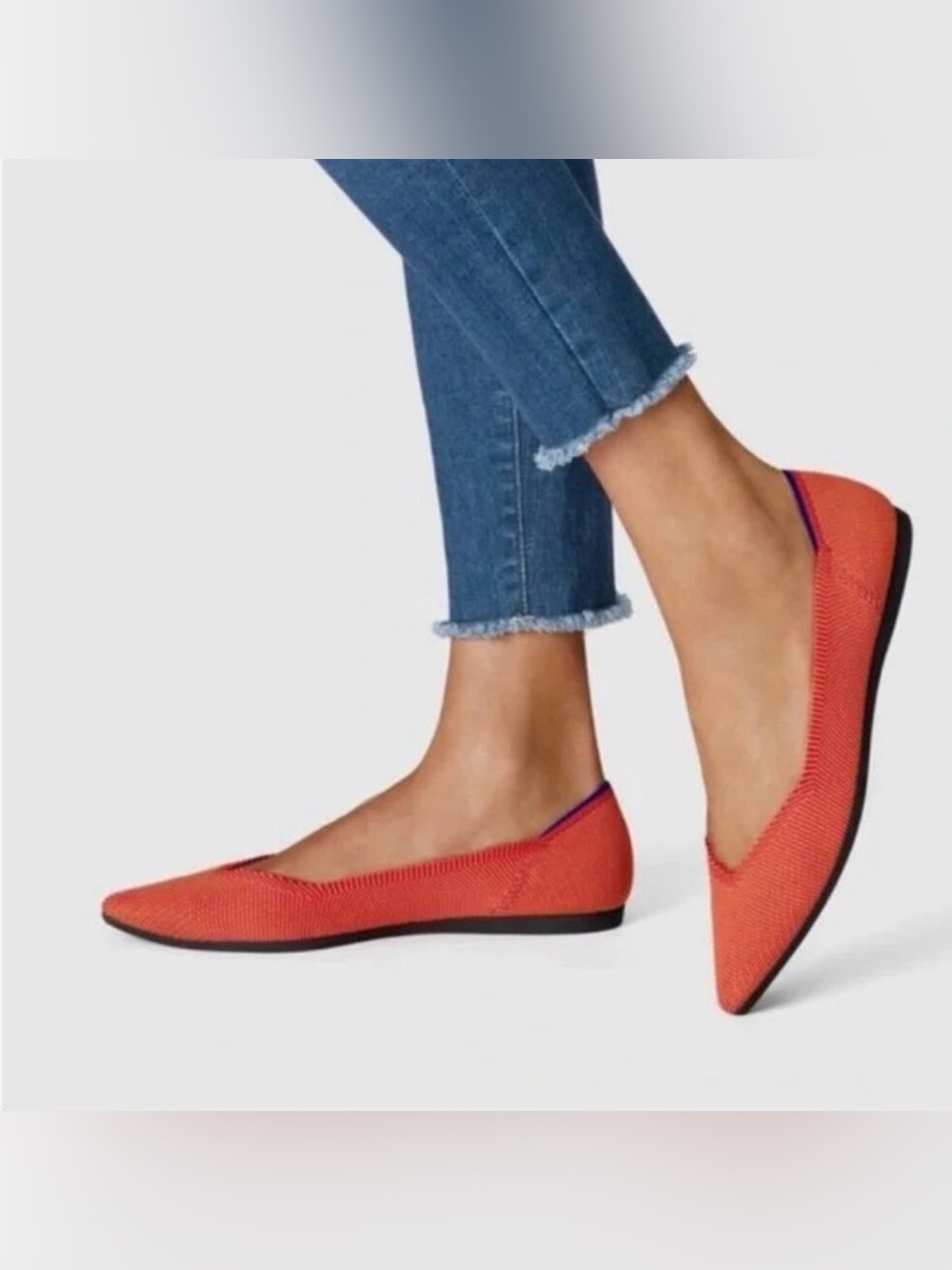 NWT Rothy's The Point Ballet Flats in Persimmon Orange Size 10
